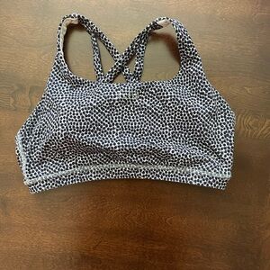 Fleo Black Purple and Light Blue Dotted Crossback Sports Bra